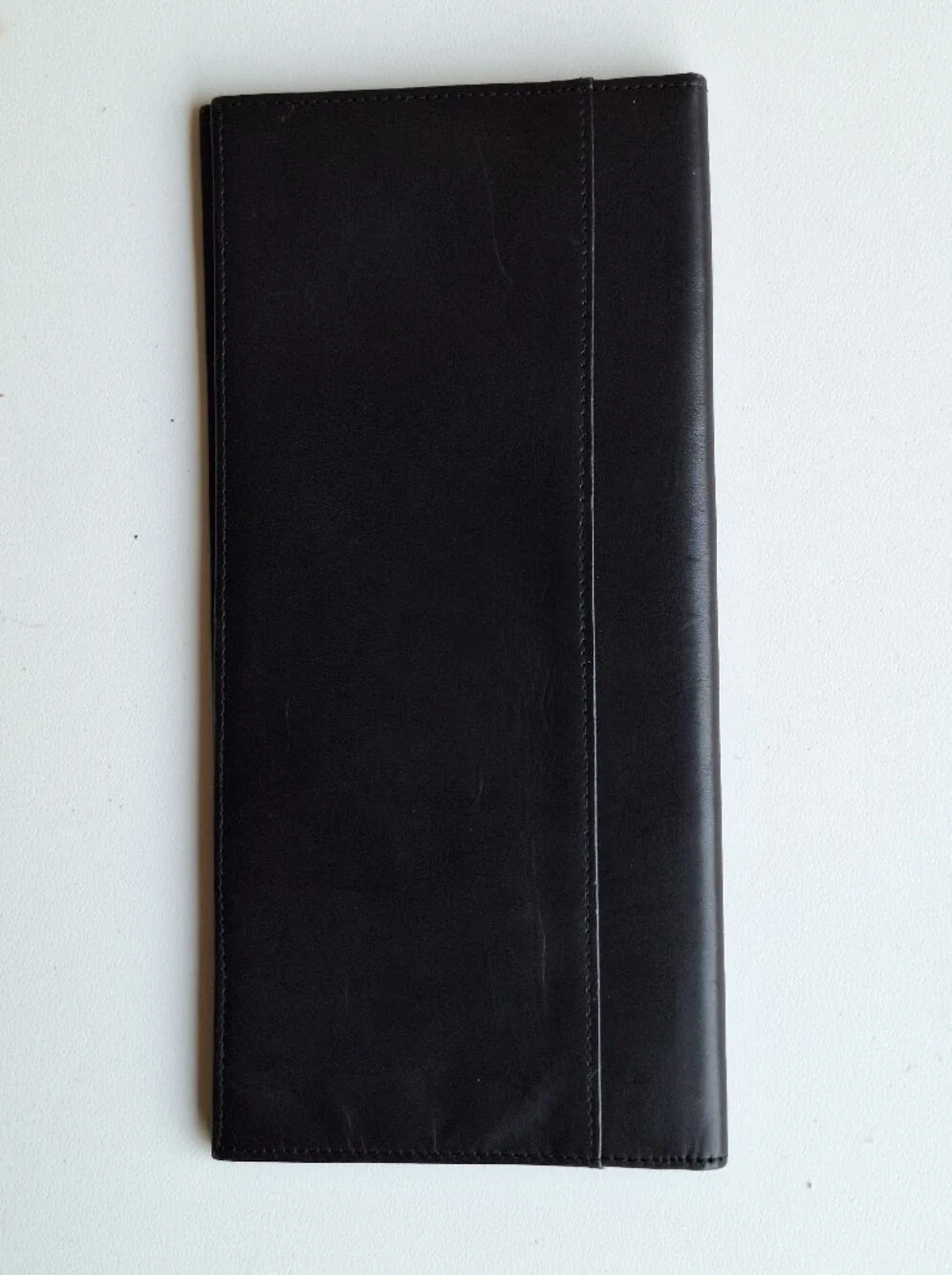 MERCEDES BENZ Leather Checkbook Cover Black Bifold Document Wallet Case 9x4.5
